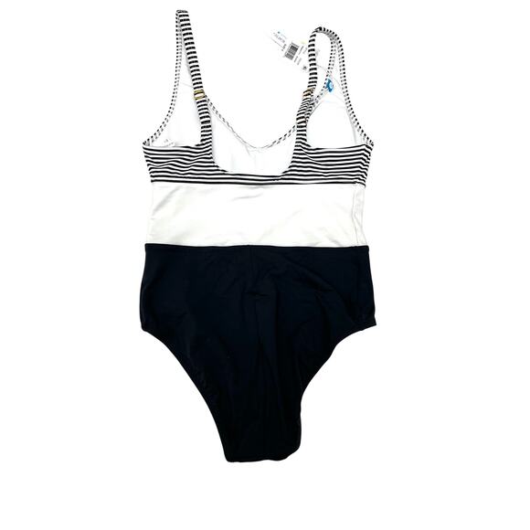 BLEU Black Stretch Tank Striped Color Block One Piece Swimsuit 4 NWT - Picture 4 of 5